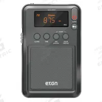 ETON Mini Shortwave Radio: AM/FM/SW, Mineral Gray, LCD, Digital, Key Lock Function, Leather Case (MPN NELITEMINI). Key specifications — attr929404: Digital; attr929398: ETON; attr929400: Mineral Gray; attr929416: Battery; attr929395: NELITEMINI; attr929405: Key Lock Function; attr929407: Leather Case; attr929399: AM/FM.