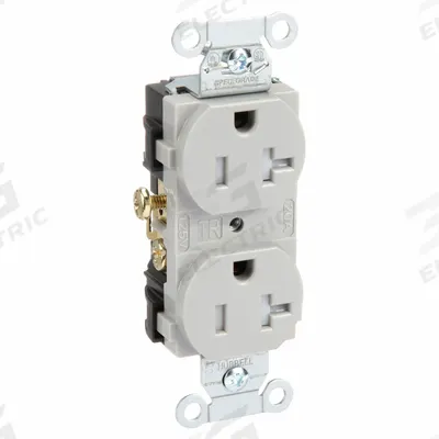 HUBBELL Receptacle: Duplex, 5-20, Gray, 125V AC, 20 A, 2 Pole / 3 Wire (MPN CR20GRYTR) - General Purpose Receptacles