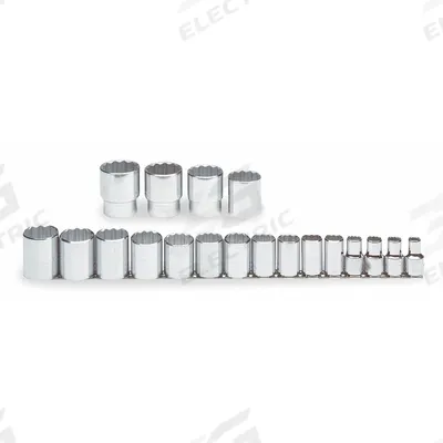 PROTO Socket Set: 1/2 in Drive, 19 Piece, 12-Point, SAE - SAE & Metric Socket Sets