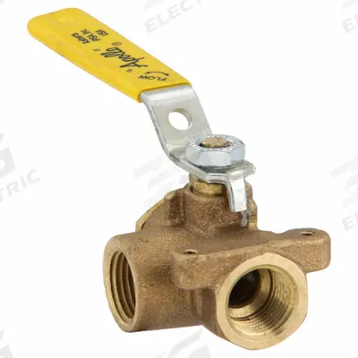 APOLLO Manual Three-Way Ball Valve: 1/2 in, Bronze, L Flow, FNPT x FNPT x FNPT - L-Port Bronze Ball Valves