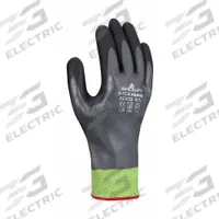 SHOWA Knit Gloves: M ( 7 ), ANSI Cut Level A6, 3/4, Double Dipped, Nitrile, Nitrile, Smooth, 1 PR (MPN XC822M-07). Key specifications — Brand: SHOWA; Glove Hand Style: Left and Right; Touchscreen Compatible: Yes; Includes Reinforced Thumb Crotch: No; Knit Material Color: Green; Size: M ( 7 ).