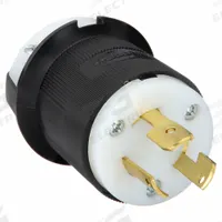 HUBBELL Locking Plug: Non-NEMA, Black/White, 250V AC, 30 A, 2 Pole, 3 Blade (MPN HBL3331GC). Key specifications — Brand: HUBBELL.