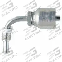PARKER Hydraulic Crimp Fitting: Steel x Steel, 90° Elbow, -8 For Hose Dash Size, Male x Genderless (MPN 16943-8-8). Key specifications — For Hose Dash Size: -8; Fitting Gender: Male x Genderless; Fitting Connection Type: Inverted Flare x Crimp; Thread Size: 3/4"-18; Brand: PARKER.