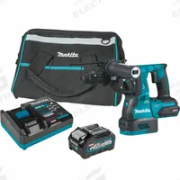 MAKITA Rotary Hammer Kit: D-Handle, 40V DC, SDS-Plus, 1 1/8 in max, 4.0 Ah, 2.3 ft-lb, 5,000 bpm (MPN GRH02M1). Key specifications — attr113858: 40V DC; attr113796: MAKITA; attr113808: 0 bpm to 5,000 bpm; attr113803: Yes; attr113838: Rotate Only; attr113809: Yes; attr113815: (1) Battery.