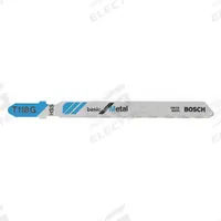 BOSCH Jigsaw Blade: 36, 3 5/8 in Blade Lg, Bi-Metal, High Speed Steel, T Shank, 1 Pieces, 5 PK (MPN T118G). Key specifications — attr1097716: Thin Metal; attr1097715: Bi-Metal; attr1097719: 36; attr1097721: High Speed Steel; attr1097728: BOSCH.