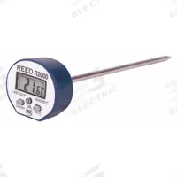 REED INSTRUMENTS Digital Pocket Thermometer: -40°F to 450°F /-40°C to 230°C, 0.1°F /0.1°C (MPN R2000). Key specifications — Brand: REED INSTRUMENTS; Accuracy: ±1 °F/0.5 °C @ 0 to 230 °F/-18 to 110 °C Otherwise ±3.6 °F/2 °C.