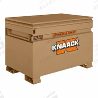 KNAACK Chest-Style Jobsite Box: 48 in W x 30 in D x 29 in H, 25.25 cu ft, Tan (MPN 4830-KL). Key specifications — attr1116233: Tan; attr1116253: KNAACK; attr1222022: Includes Proprietary Recessed Padlock.