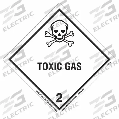 LABELMASTER Container Label: Toxic Gas, 4 in x 4 in, 4 in Label Ht, 4 in Label Wd - Class 2: Gases