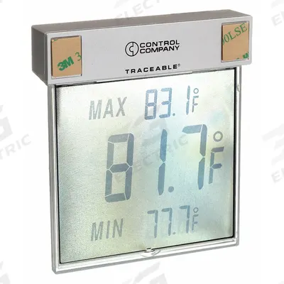 TRACEABLE Digital Thermometer: -13°F to 158°F, +/-1.8°F, Battery - Surface-Mount Digital Thermometers for Commercial Refrigeration