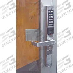 TRILOGY BY ALARM LOCK Electronic Keyless Lock: Proximity and Keypad, Chrome (MPN PDL1300/26D1). Key specifications — Product Type: Electronic Keyless Lock; Manufacturer Part Number: PDL1300/26D1; Access Method: Proximity and Keypad; Key Override Options: Mortise Cylinder; Lever Style: Clutch.