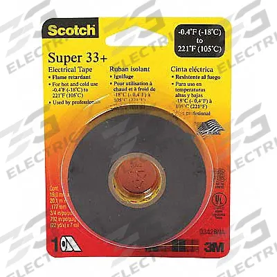 3M Electrical Tape: 3/4 in Wd, 14 5/8 yd Lg, 7 mil Thick, Vinyl, Rubber - General Purpose Electrical Tape