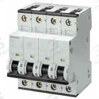 SIEMENS IEC Supplementary Protector: 4 A Amps, 72V DC, 10kA at 400V AC, Screw Clamp, C, 400V AC (MPN 5SY44047). Key specifications — Series: 5SY4; DC Voltage Rating: 72V DC; Max. AIR Rating: 10kA at 400V AC; Terminal Connection: Screw Clamp; Brand: SIEMENS.