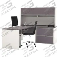 BESTAR L-Shaped Office Desk: Sandstone/Slate, 71 1/8 in Overall Wd, 82 7/8 in Overall Dp (MPN 93867-59). Key specifications — Color: Sandstone; Desktop Color: Slate; Material: Particle Board; Product Material: Laminate Particle Board.