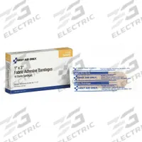 FIRST AID ONLY Adhesive Bandage: Strip Bandages, 1 in Wd, 3 in Lg, Not Metal Detectable, Fabric (MPN 1-008). Key specifications — Product Type: Strip Bandages; Unitized: Unitized; Water Resistance: Not Water Resistant; Brand: FIRST AID ONLY; Latex Content: Latex Free; Metal Detectable: Not Metal Detectable; Package Type: Box; Manufacturer Part Number: 1-008.