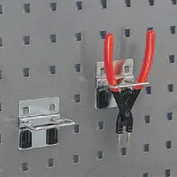 KENNEDY Pliers/Wrench Tool Holder: 1 1/4 in x 2 1/4 in x 2 3/8 in, 10 Hooks, 1 1/4 in Hook Dp (MPN 99832). Key specifications — Mounting Type: Surface; Finish: Zinc-Plated; Color: Silver; Accessory Type: Toolholder; Locking System: Locking Clip; Material: Steel; For Tool Type: Pliers; Brand: KENNEDY.