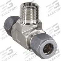 PARKER Compression Tee Fitting: 3/8 in OD x 3/8 in OD x 3/8 in Pipe Fitting Size, Stainless Steel (MPN 6-6-6 SBZ-SS). Key specifications — Compatible Fitting Brands: CPI™; Brand: PARKER.