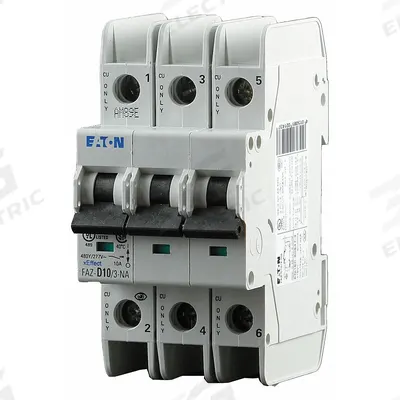 EATON Miniature Circuit Breaker: 1 A Amps, 48/96V DC, 10kA at 277/480V AC, Screw Clamp - D-Curve, 3-Pole UL489 DIN Rail-Mount Miniature Circuit Breakers