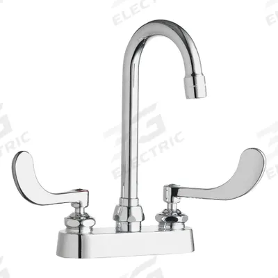 CHICAGO FAUCETS Gooseneck Kitchen/Bathroom Faucet: 895, Cast Brass, Centerset, Deck - Centerset Kitchen Faucets