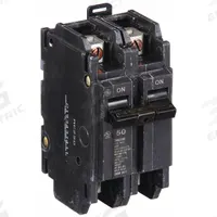 GE Miniature Circuit Breaker: THQC, 50 A, 120/240V AC, Single Phase, 10kA at 120/240V AC, Std (MPN THQC2150WL). Key specifications — Amps: 50 A; AC Voltage Rating: 120/240V AC; Phase: Single; Max. AIR Rating: 10kA at 120/240V AC; For Use With: GE Panelboards.