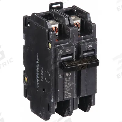 GE Miniature Circuit Breaker: THQC, 50 A, 120/240V AC, Single Phase, 10kA at 120/240V AC - THQC & THHQC Series, Unit-Mount GE Miniature Circuit Breakers