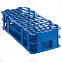 Tube Rack: 4 1/8 in Overall Wd, 2 1/2 in Overall Ht, 9 3/4 in Overall Lg, Polypropylene, Blue (MPN F18747-0000). Key specifications — Material: Polypropylene; Mounting Location: Benchtop; Color: Blue; Product Type: Test Tube Rack; Total Holding Capacity: (90) Places; Brand: SP SCIENCEWARE.