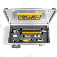 ENERPAC Cylinder and Pump Set: 5 ton Cylinder Nominal Capacity, 2.5 ton Capacity with Attachments (MPN SC05HTBW). Key specifications — attr96685: Mfr. No. HC7206C; attr98870: ENERPAC; attr96682: 1 to 5 in; attr96683: Mfr. No. RC53; attr96684: Mfr. No. P39; attr1160276: Hydraulic Cylinders and Hand Pump Wheeled Toolbox Set.