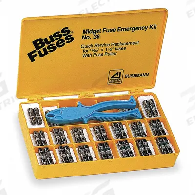 BUSSMANN Fuse Kit: Includes Series FNQ/FNQ-R/KTK-R, CC/Midget Fuses - UL Class & Midget Fuse Kits