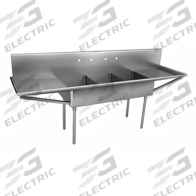 JUST MANUFACTURING Scullery Sink: 3 Bowls, 48 in Overall Ht, 123 in Overall Lg - Three-Bowl Freestanding Kitchen & Bar Sinks without Faucets