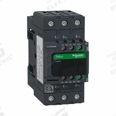 SCHNEIDER Magnetic Contactor: Non-Reversing, 3 Poles, 3NO Contacts, 40 A - Non-Reversing IEC Contactors