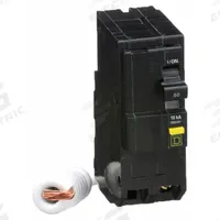 SQUARE D Miniature Circuit Breaker: 50 A, 120/240V AC, Single Phase, 10kA at 120/240V AC, 2 Poles (MPN QO250GFI). Key specifications — Phase: Single; Amps: 50 A; AC Voltage Rating: 120/240V AC; Max. AIR Rating: 10kA at 120/240V AC; For Use With: QO Load Centers and NQ Panelboards; Brand: SQUARE D.
