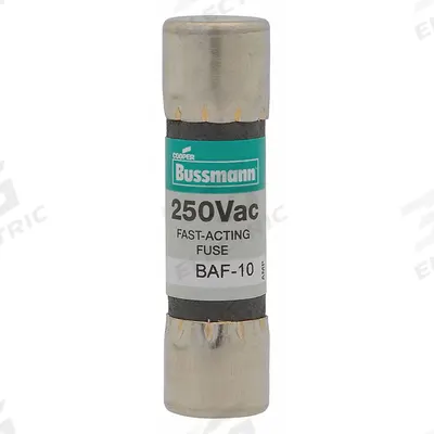 BUSSMANN Fuse: BAF Series, Midget, Fast-Acting, 4 A, 250 V AC, 13/32 in x 1 1/2 in - Fast-Acting Cylindrical Fuses