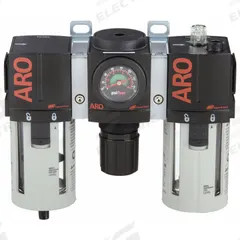 ARO Filter/Regulator/Lubricator: 1/2 in NPT, 150 cfm, 150 psi Max Op Pressure, 5 micron, 2000 Series (MPN C38341-800). Key specifications — attr109588: 2000; attr109524: ARO.