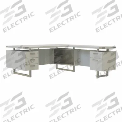 MIRELLA L-Shaped Office Desk: Silver, 72 in Overall Wd, 78 in Overall Dp - Mirella Series - Desks