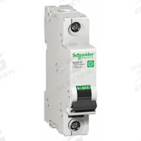 SCHNEIDER IEC Supplementary Protector: 63 A Amps, 60V DC, 10kA at 120/240V AC, Screw Clamp, C60SP, B (MPN M9F21163). Key specifications — Brand: SCHNEIDER; Terminal Connection: Screw Clamp; DC Voltage Rating: 60V DC; Max. AIR Rating: 10kA at 120/240V AC; Series: C60SP; AC Voltage Rating: 240/415V AC; Curve Type: B.
