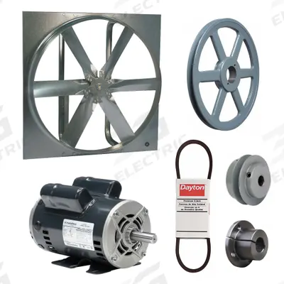 Dayton Exhaust Fan with Drive Package: Belt Drive, 48 in Blade, 2 hp, 27,474 cfm - Belt-Drive Panel Exhaust Fans with Drive Package