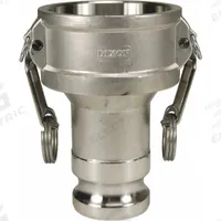 Cam and Groove Adapter: 125 psi Max. Working Pressure @ 70 F, 6 9/32 in Overall Lg, Nitrile, Type DA (MPN G3020-DA-SS). Key specifications — Gasket Material: Nitrile; Fitting Type: Female Coupler x Male Adapter; Includes Locking Arm: Yes; Body Material: 316 Stainless Steel; Brand: DIXON VALVE & COUPLING.