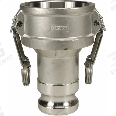 DIXON VALVE & COUPLING Cam and Groove Adapter: 125 psi Max. Working Pressure @ 70 F, 6 9/32 in Overall Lg - Type DA Stainless Steel Cam & Groove Fittings