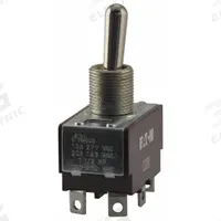 EATON Toggle Switch: 3 Position, 6 Connections, DPDT, Spade Terminals Connection, X Series (MPN XTD4B1A). Key specifications — AC Contact Rating: 15 A @ 28 V; Switch Function Configuration: On/Off/On; Brand: EATON; Series: X; Horsepower: 3/4 hp.