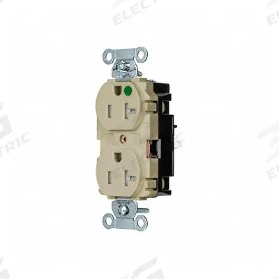 HUBBELL Receptacle: Hospital Grade, Duplex, 5-20R, Ivory, 125V AC, 20 A - General Purpose Receptacles