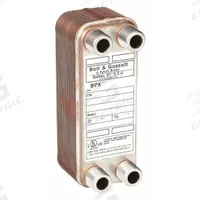 Heat Exchanger: 70,000 BtuH Water / 25,700 BtuH Oil, 50 gpm, 7.84 sq ft, Copper Braze (MPN BP411-30-LCA). Key specifications — Brand: BELL & GOSSETT.