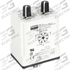 DAYTON Single Function Time Delay Relay: Socket Mounted, 12V DC, 10 A, 8 Pins/Terminals (MPN 24EP26). Key specifications — Brand: DAYTON.