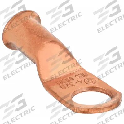WESTWARD Lug: Crimpable Side Terminal, Crimp/Solder, Copper, 4 ga, 3/8 in Stud Size - Crimpable Side Terminal Lugs