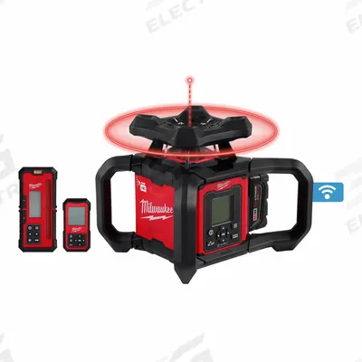 MILWAUKEE Laser Level Kit: 4,000 ft Range w/Receiver, Red Beam, Horizontal/Vertical - Horizontal & Vertical-Beam Rotary Laser Level Kits