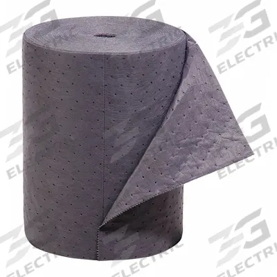 PIG Sorbent Roll: 150 ft Lg, 16 in Wd, Gray, Polypropylene, 150 ft Roll Lg - Sorbent Rolls