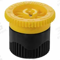 HYDRORAIN Adjustable Arc Spray Nozzle: 0° to 360°, 4 ft, 0.39 to 8.97 gpm, 15 to 30 psi, Plastic (MPN 04100). Key specifications — Throw Radius: 4 ft; Brand: HYDRORAIN; Flow Rate: 0.39 to 8.97 gpm; Pattern: 0° to 360°; Pressure Range: 15 to 30 psi; Sprinkler Head or Nozzle Type: Adjustable Nozzle.