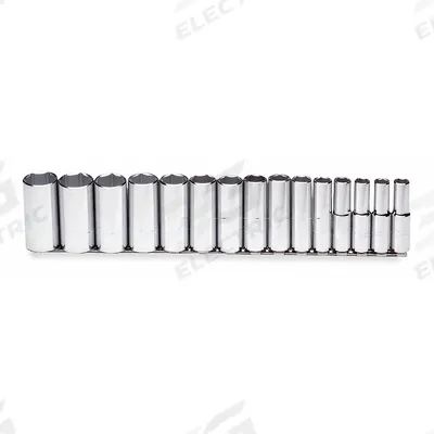 PROTO Socket Set: 1/2 in Drive, 15 Piece, 6-Point, SAE - SAE & Metric Socket Sets
