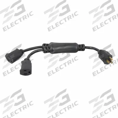APPROVED VENDOR Wye Splitter Power Cord: 1 1/4 ft Lg, 3/14, 5-15P Plug, (2) 5-15R Receptacle - General Purpose Power Cords with Splitters