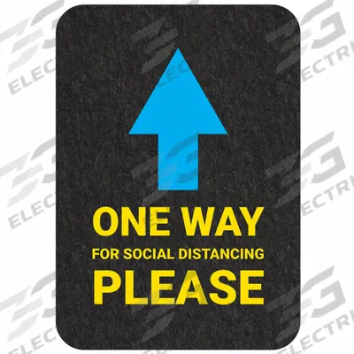 PIG Floor Sign Mat: One Way for Social Distancing Please, 17 in x 2 ft, 17 in Overall Wd - Safety