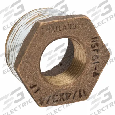 APPROVED VENDOR Metal Pipe Straight: Straight, 1 1/4 in x 3/4 in, Class 125, None Brass - Threaded Low-Pressure Pipe Fittings for Potable Water with Thread Sealant