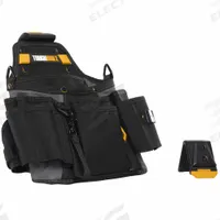 TOUGHBUILT Tool Pouch: For 2 in Belt Wd - Max, 20 Pockets, Black/Gray (MPN TB-CT-106A). Key specifications — Closure Type: Clip; Attachment: Clip; Color: Black/Gray; Brand: TOUGHBUILT; For Tool Type: Pliers.